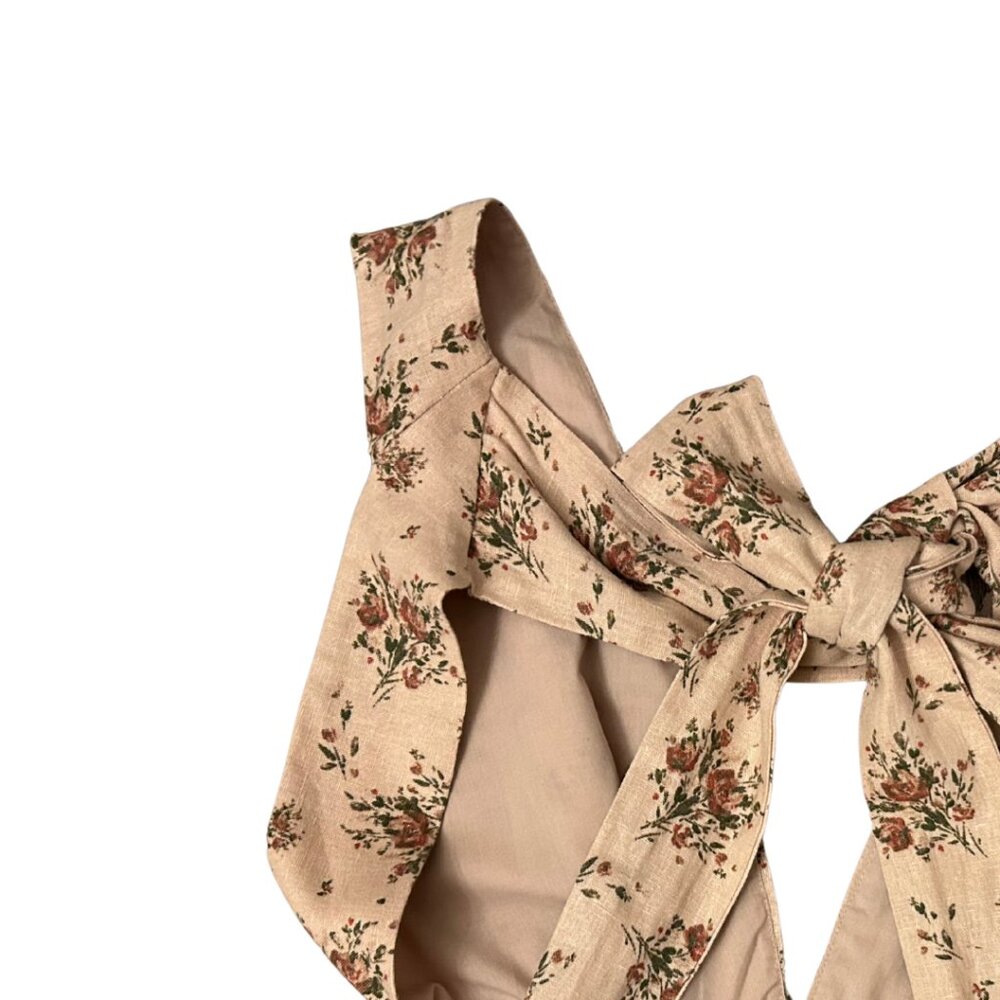 NWOT House of Harlow 1960 Size S Linen Floral Pink Mini Dress Open Back Tie - Picture 8 of 8